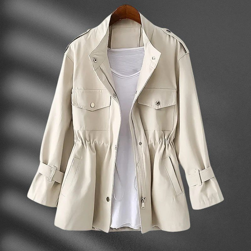 Damen Lässige Windjacke mit Taillenzug