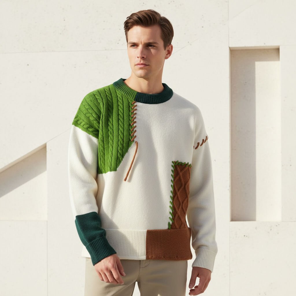 Herren Pullover mit Kontrastnähten
