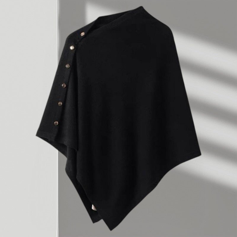 Damen Weicher Merino-Poncho mit Knopfleiste