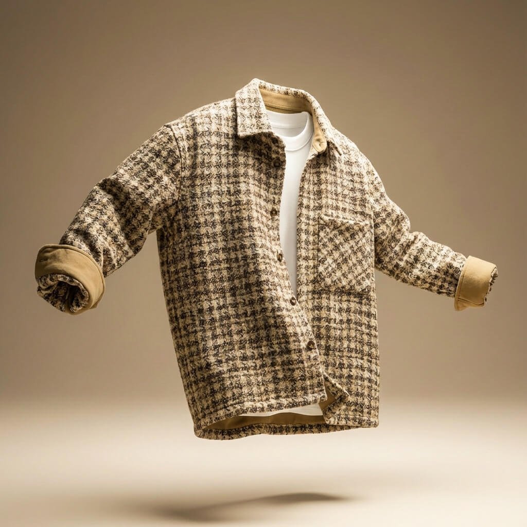 Herren Woll-Hemdjacke mit Hahnentrittmuster