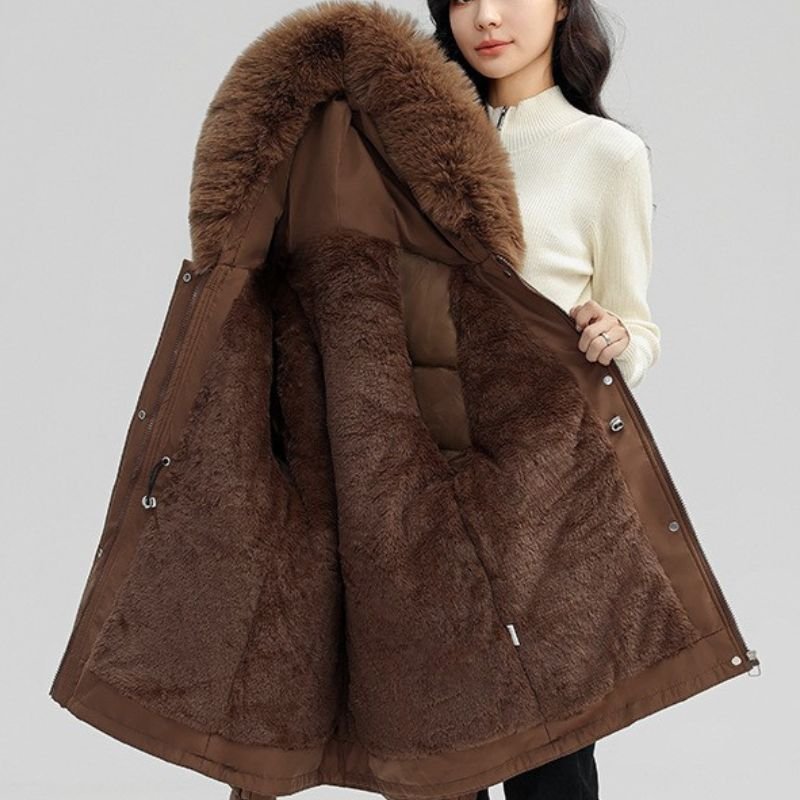 Damen Gemütlicher Parka mit Kunstfellkapuze