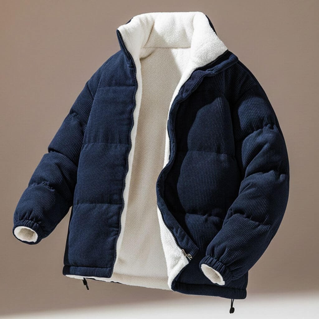 Herren Cord-Steppjacke mit Fleece-Futter