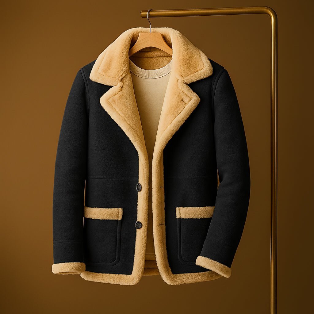 Herren Wildlederjacke mit Shearling-Futter