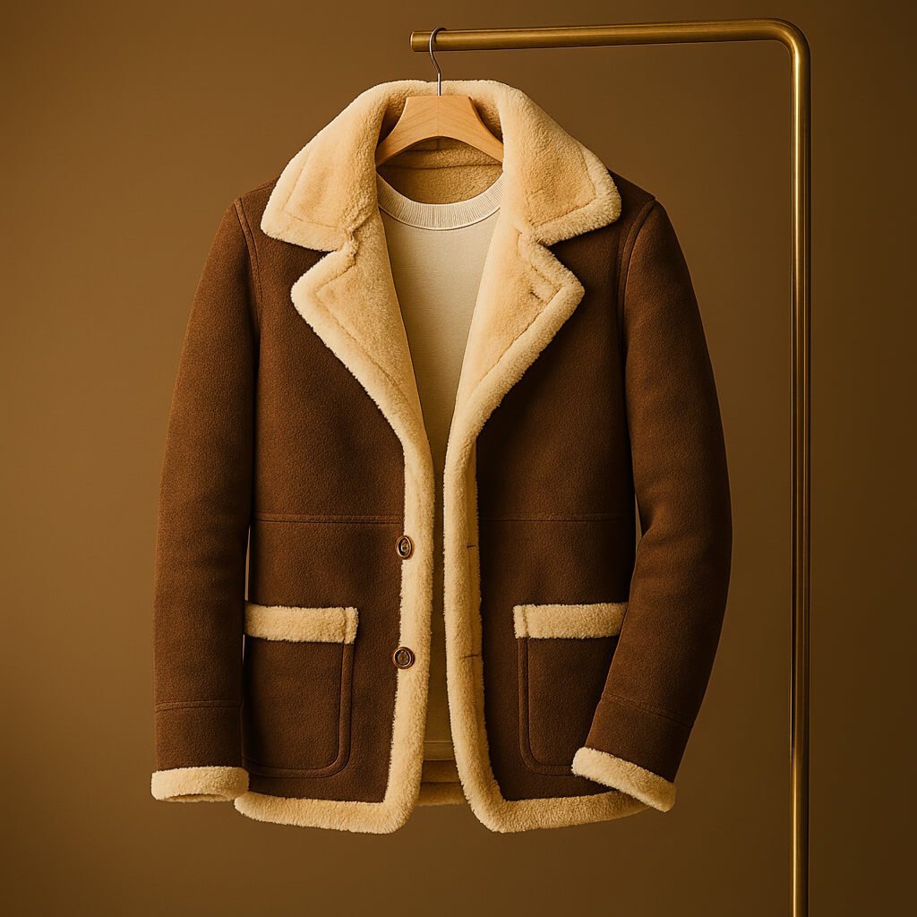Herren Wildlederjacke mit Shearling-Futter