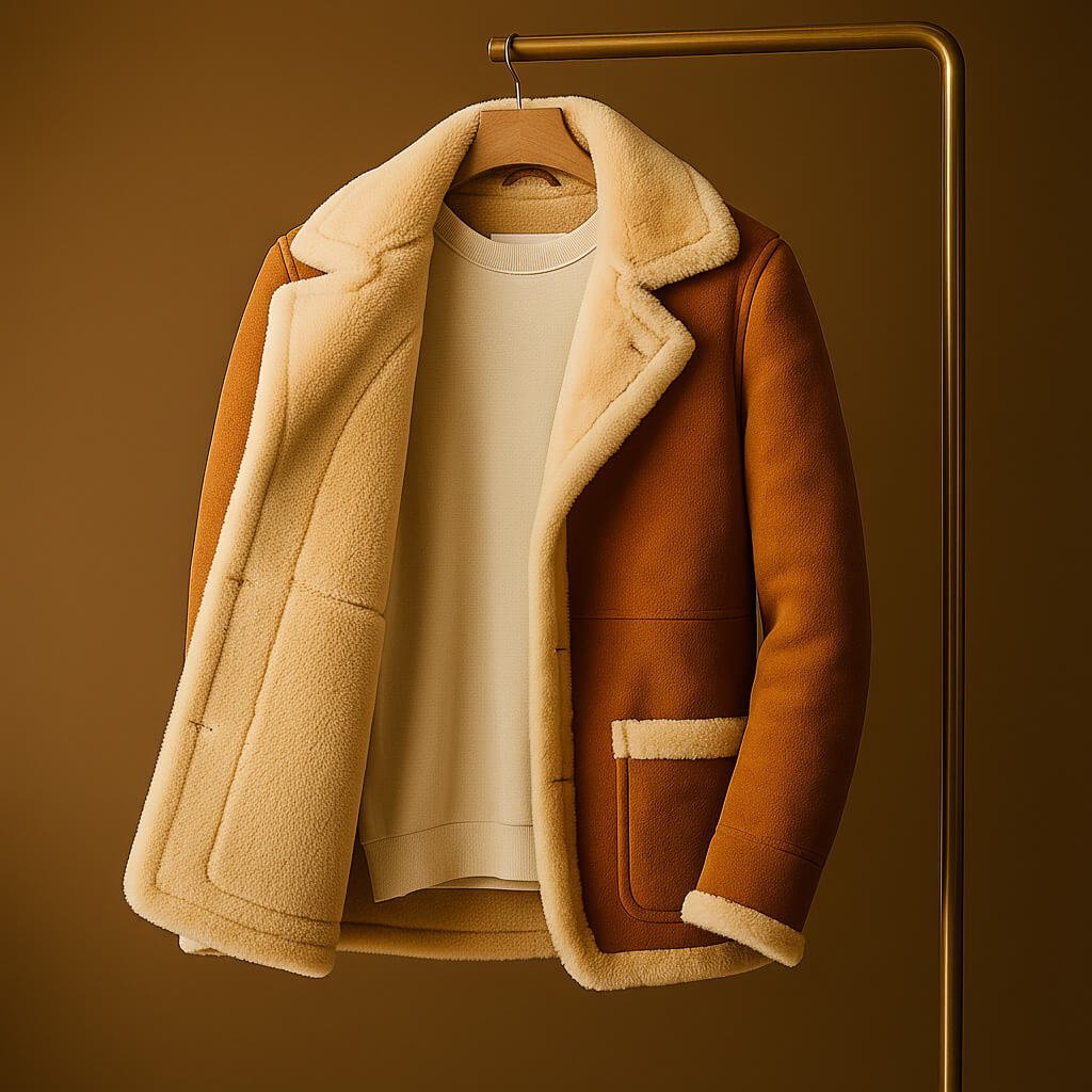 Herren Wildlederjacke mit Shearling-Futter