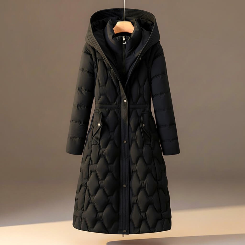 Damen Eleganter Steppmantel mit Kapuze