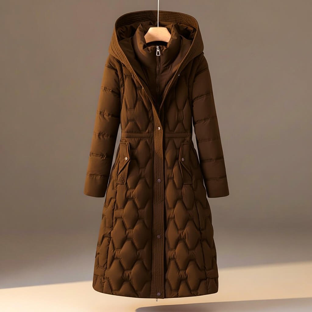 Damen Eleganter Steppmantel mit Kapuze