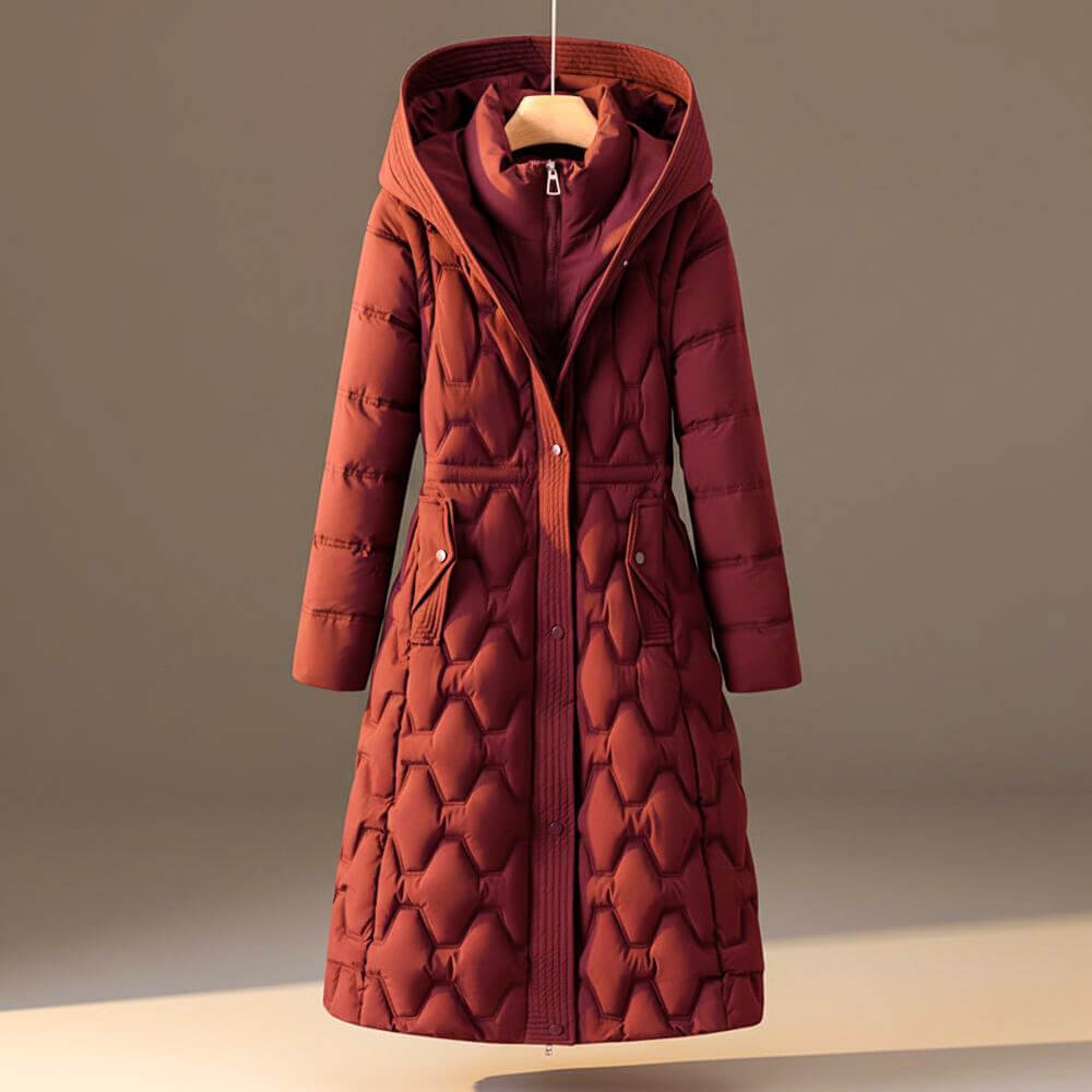 Damen Eleganter Steppmantel mit Kapuze
