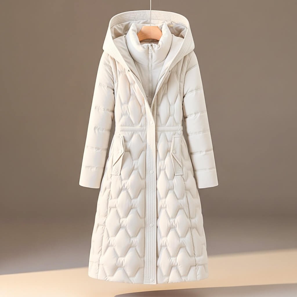 Damen Eleganter Steppmantel mit Kapuze