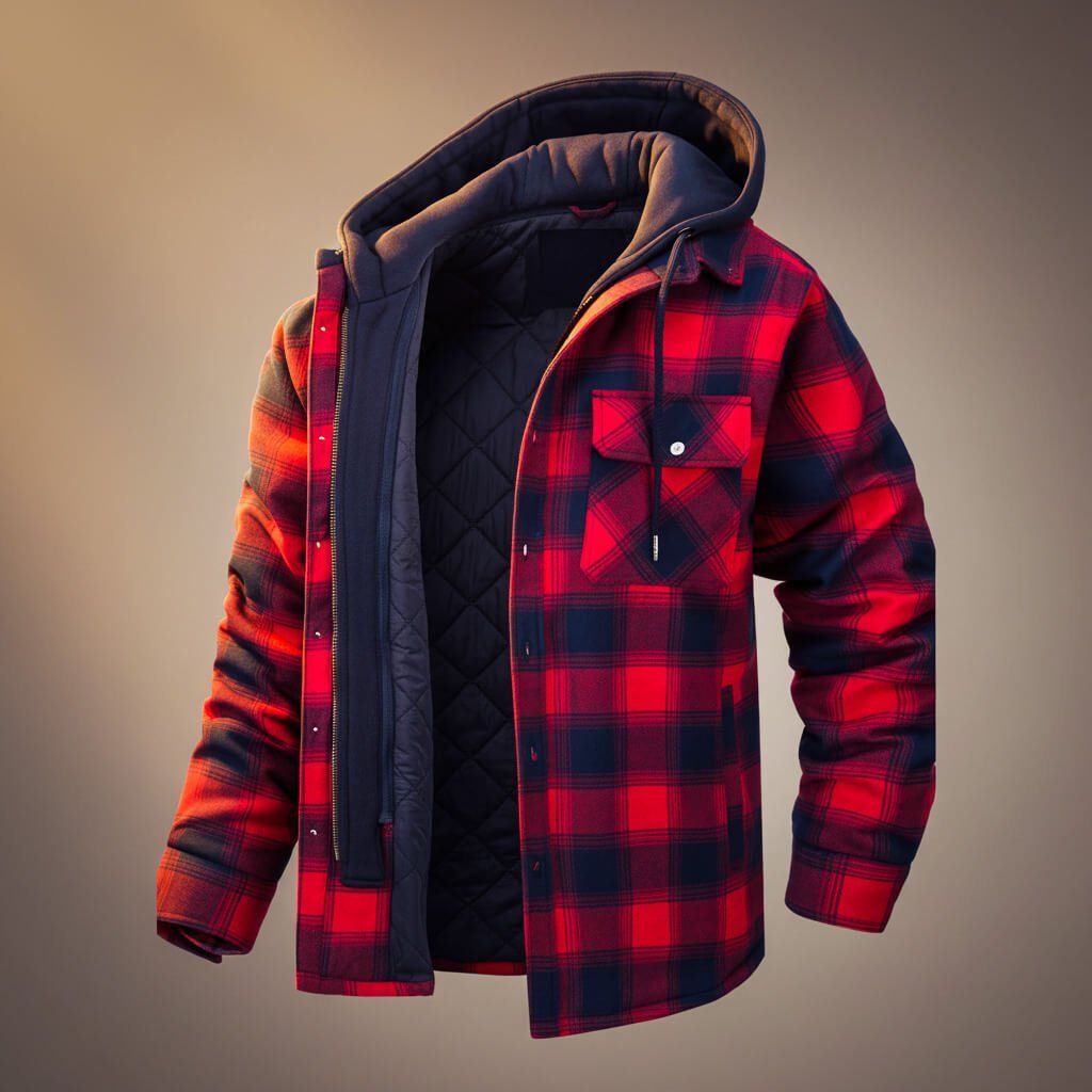 Herren Gemütliche Hemdjacke mit Kapuze