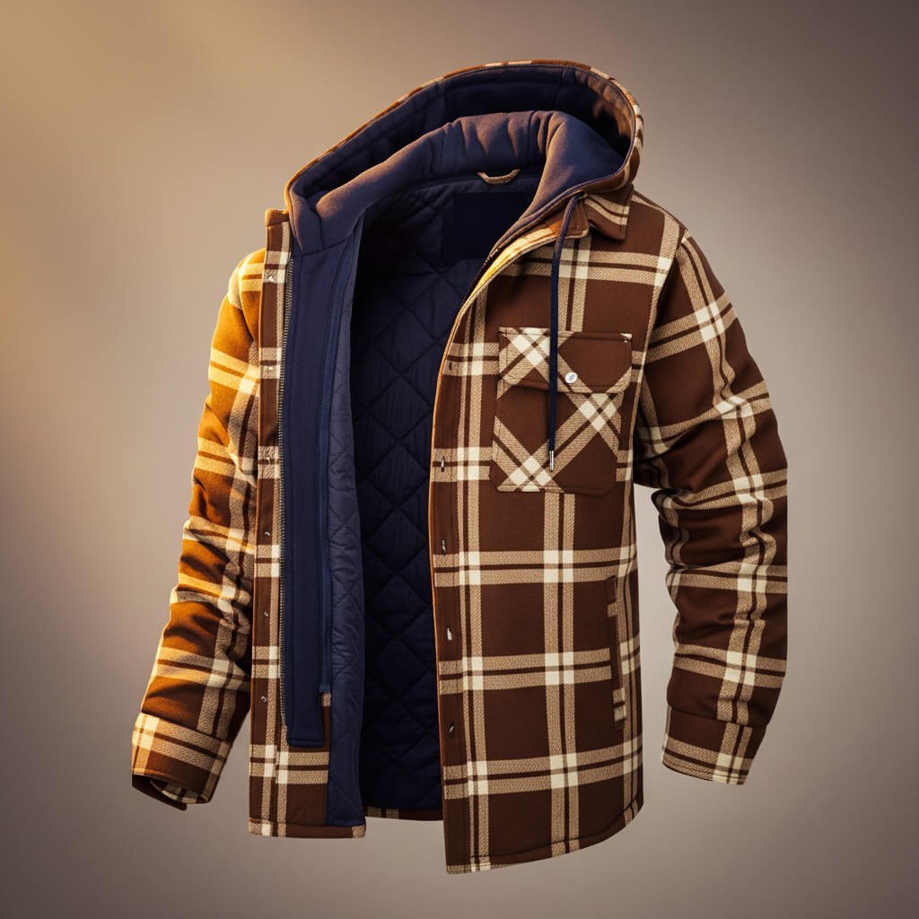 Herren Gemütliche Hemdjacke mit Kapuze