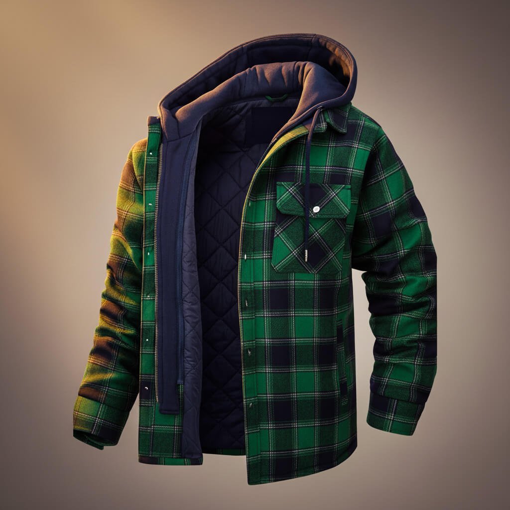 Herren Gemütliche Hemdjacke mit Kapuze