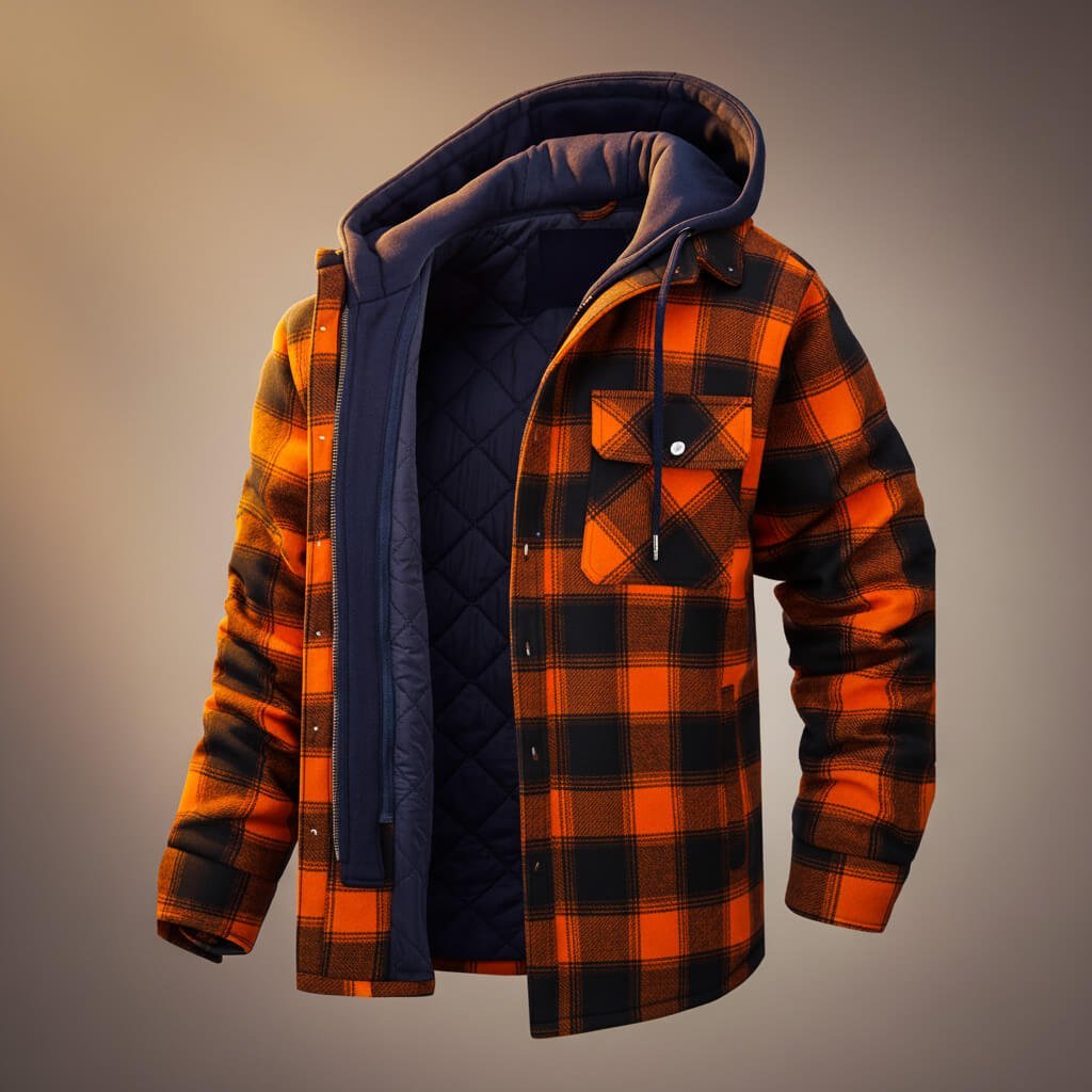Herren Gemütliche Hemdjacke mit Kapuze