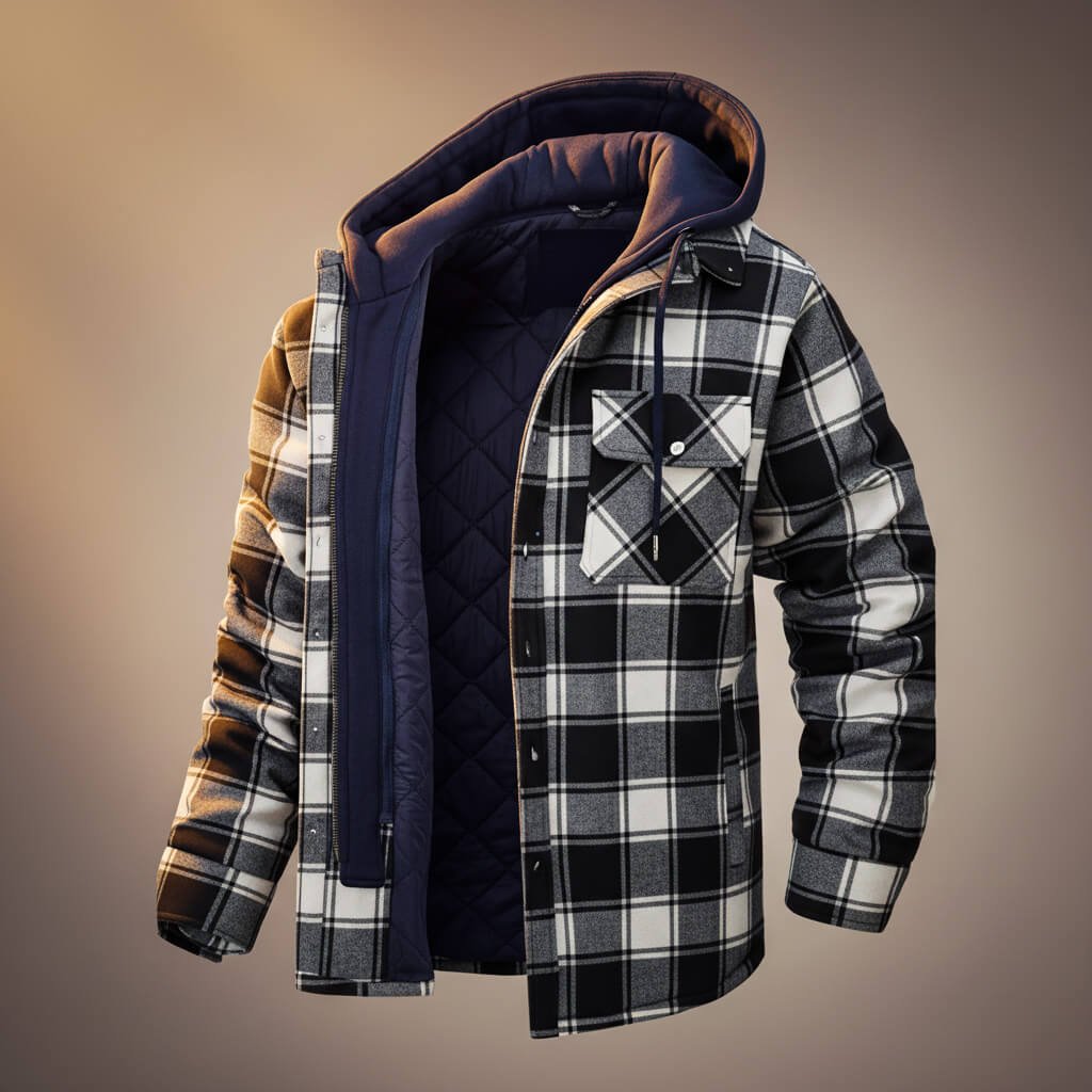 Herren Gemütliche Hemdjacke mit Kapuze