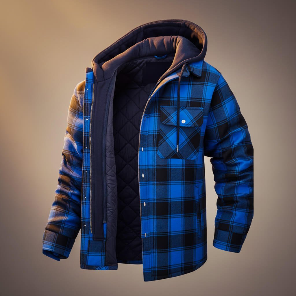 Herren Gemütliche Hemdjacke mit Kapuze