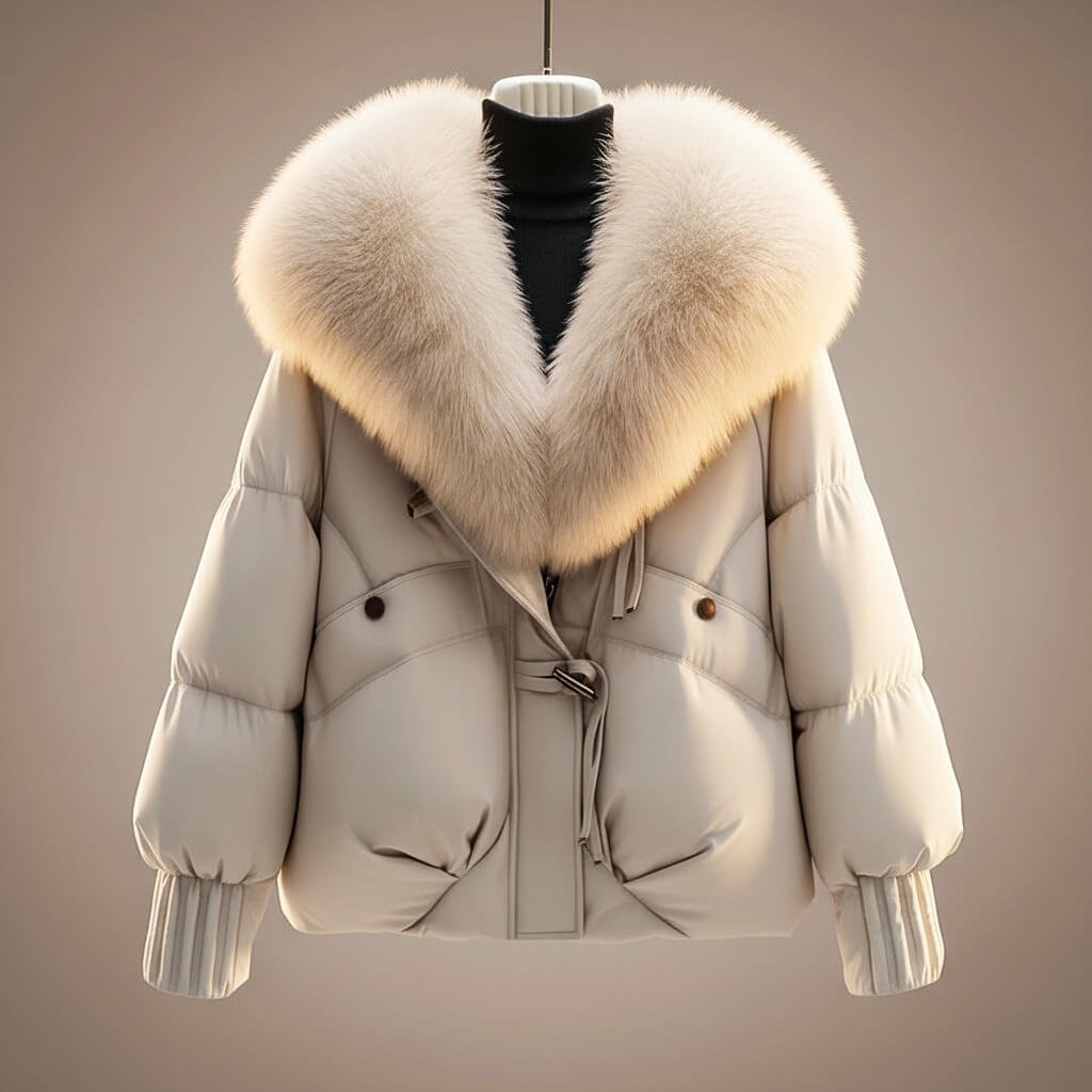 Damen Steppjacke mit Kunstfellkragen