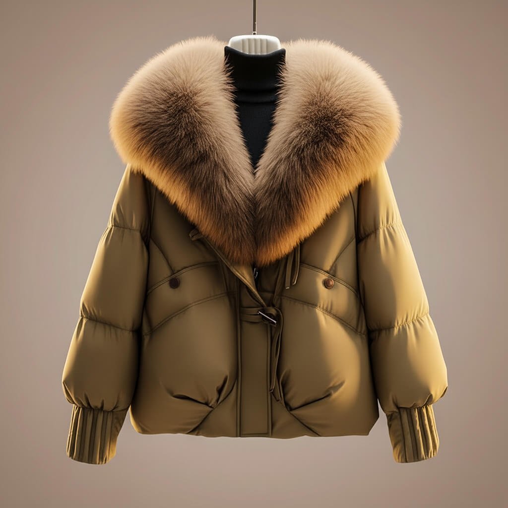 Damen Steppjacke mit Kunstfellkragen