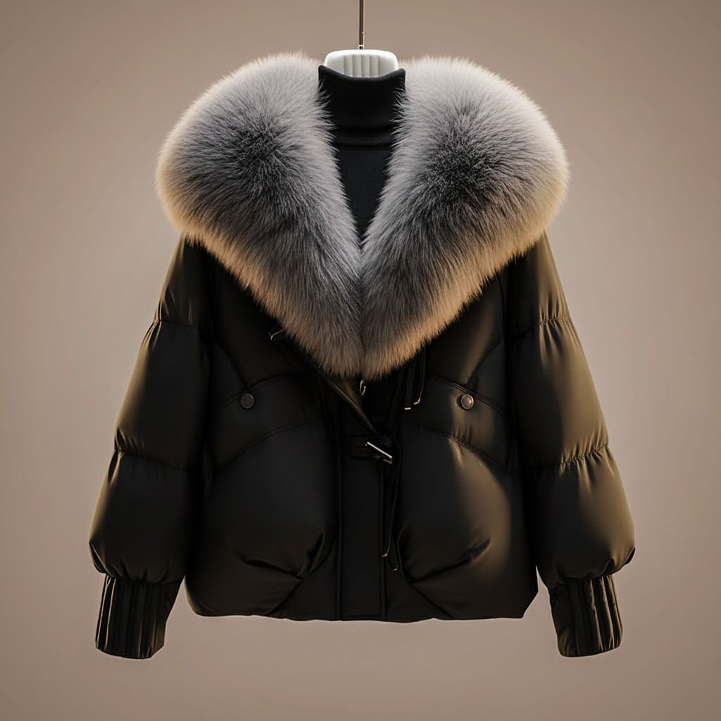 Damen Steppjacke mit Kunstfellkragen