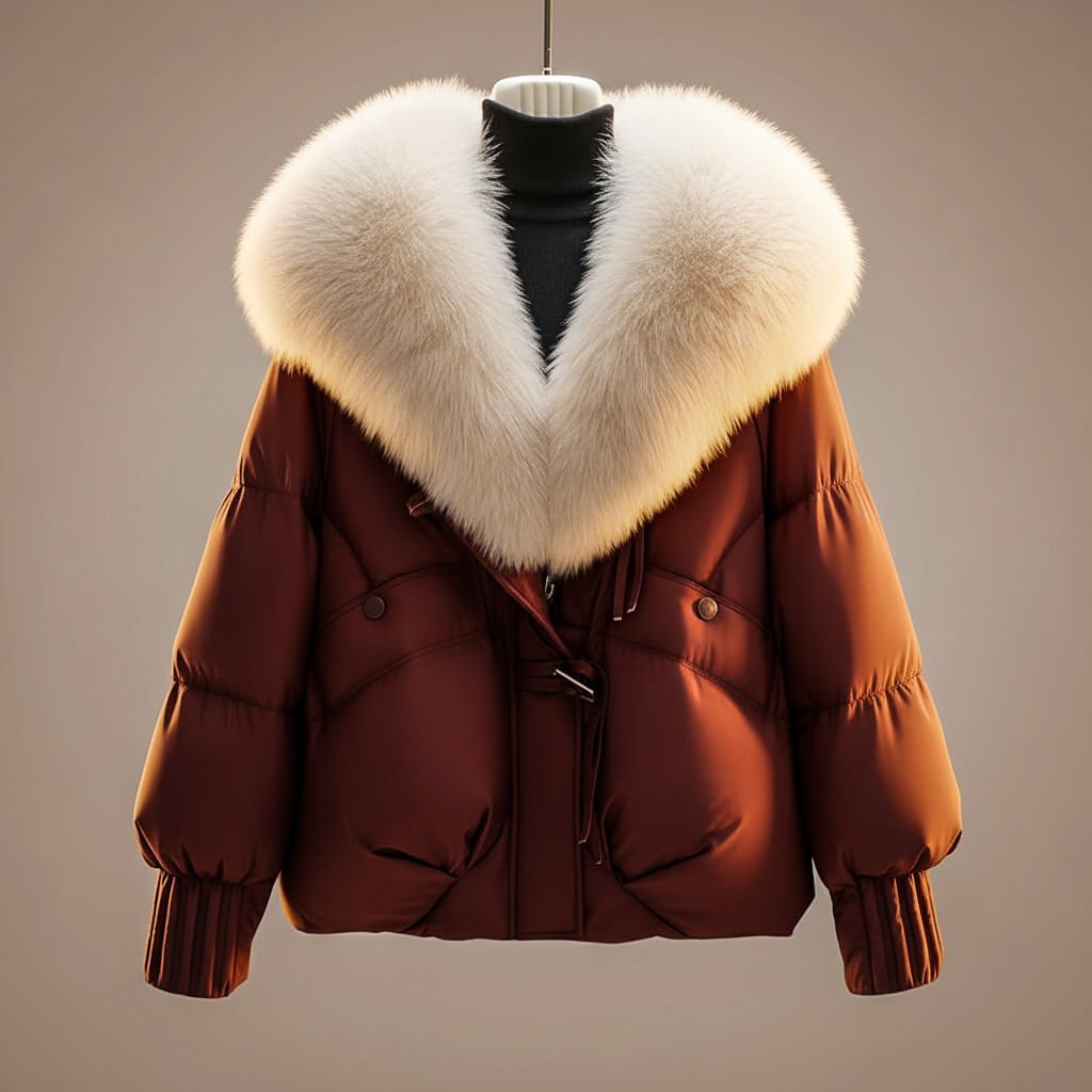 Damen Steppjacke mit Kunstfellkragen