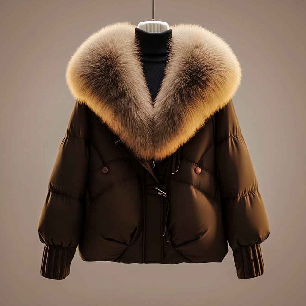 Damen Steppjacke mit Kunstfellkragen