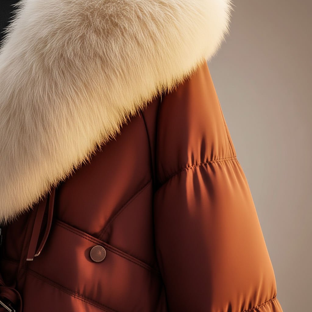 Damen Steppjacke mit Kunstfellkragen