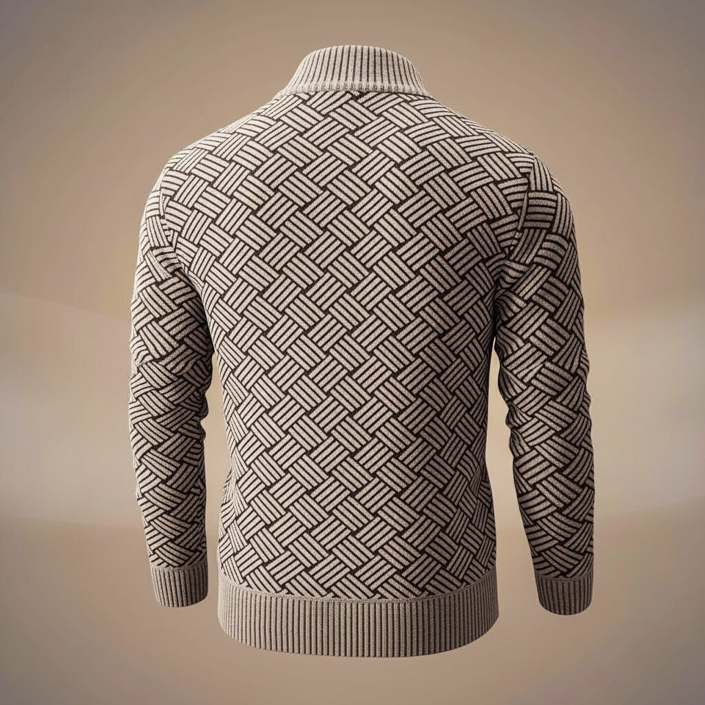 Herren Baumwoll-Strickjacke mit Stehkragen