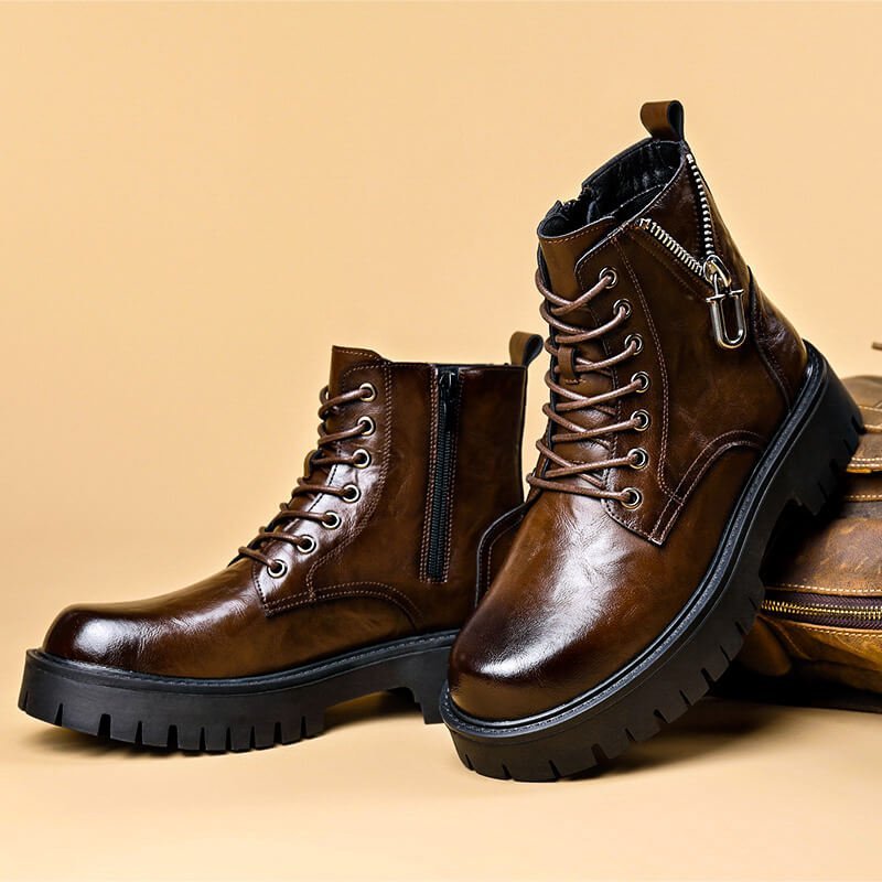 Herren Robuste Leder Combat Boots
