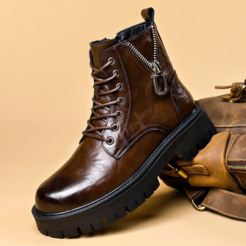 Herren Robuste Leder Combat Boots