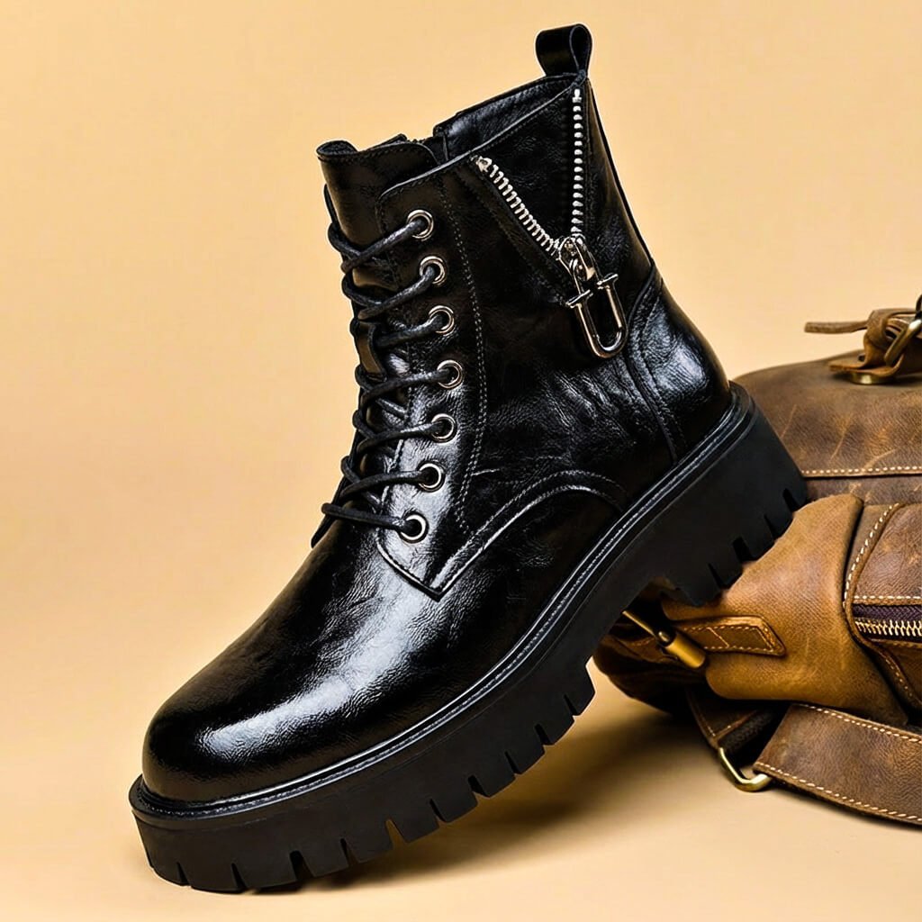Herren Robuste Leder Combat Boots