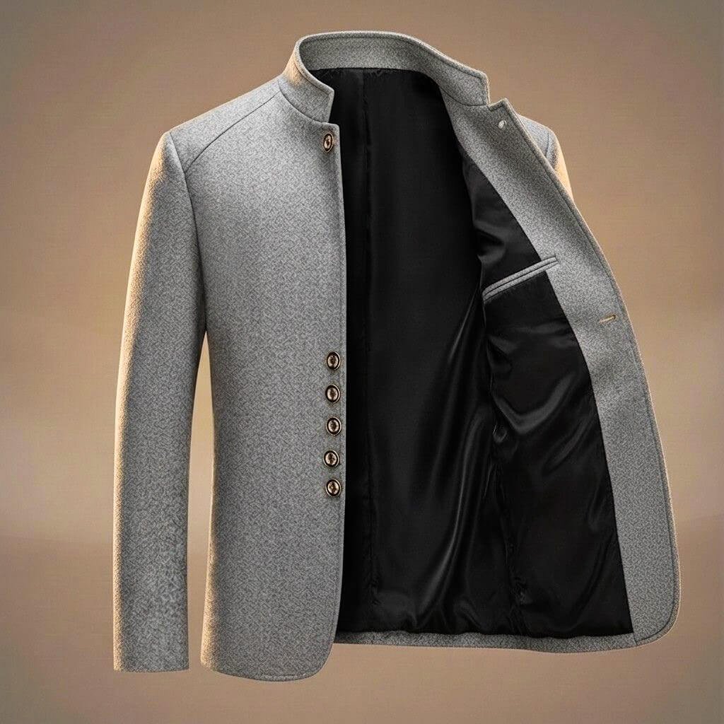 Herren Elegante Wolljacke mit Stehkragen