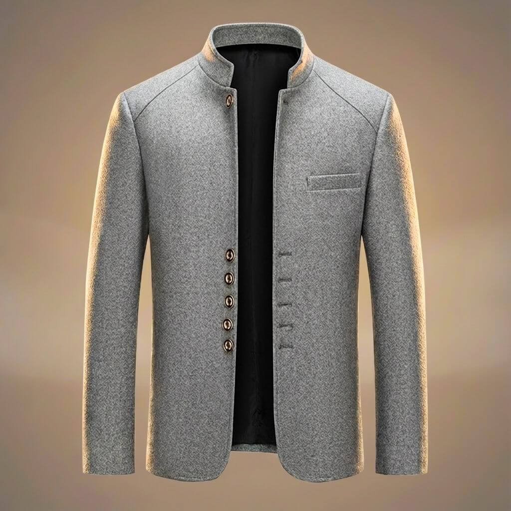 Herren Elegante Wolljacke mit Stehkragen