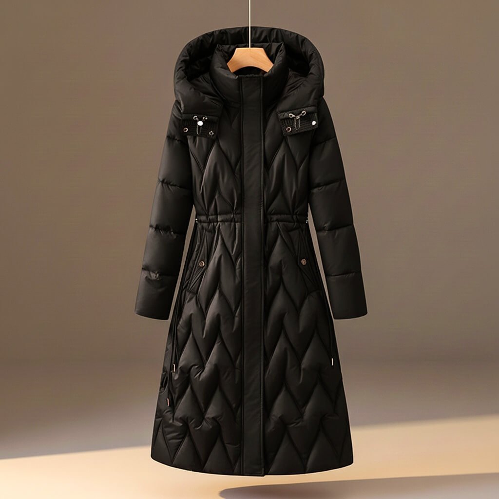 Damen Eleganter Steppmantel mit Kapuze