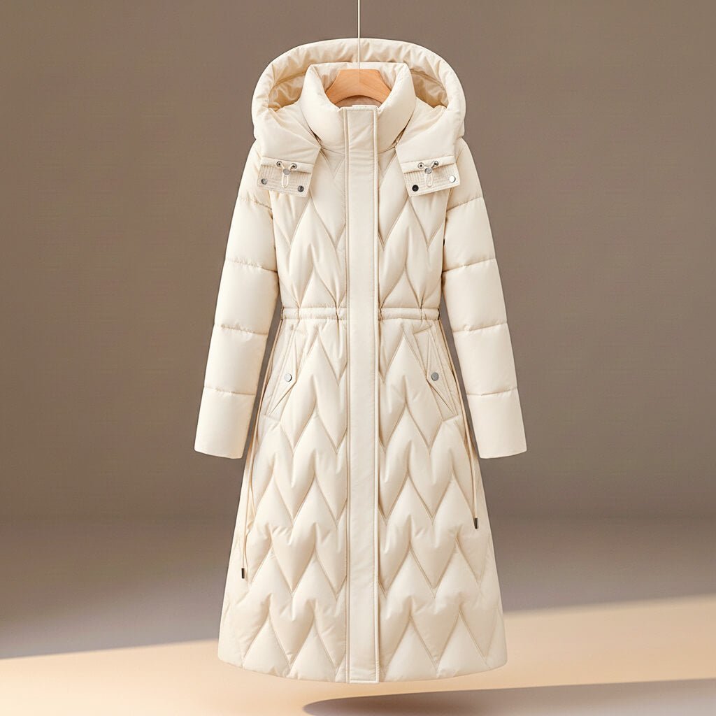 Damen Eleganter Steppmantel mit Kapuze
