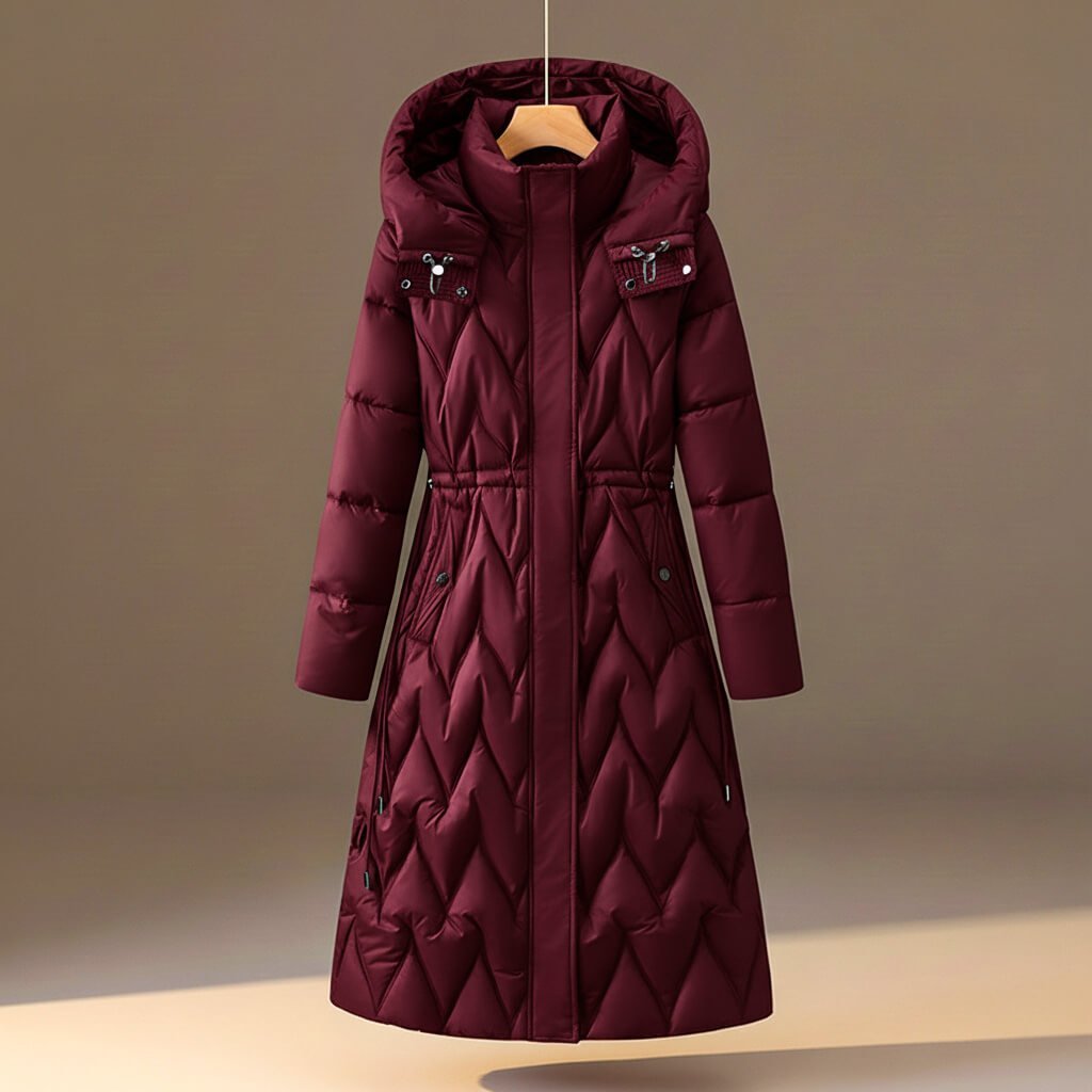 Damen Eleganter Steppmantel mit Kapuze