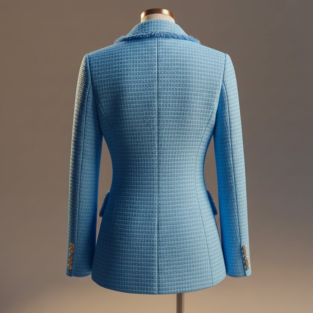 Damen Bouclé-Blazer mit Fransensaum