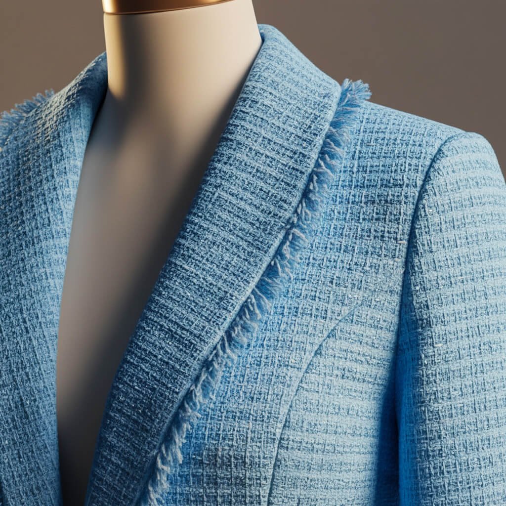 Damen Bouclé-Blazer mit Fransensaum