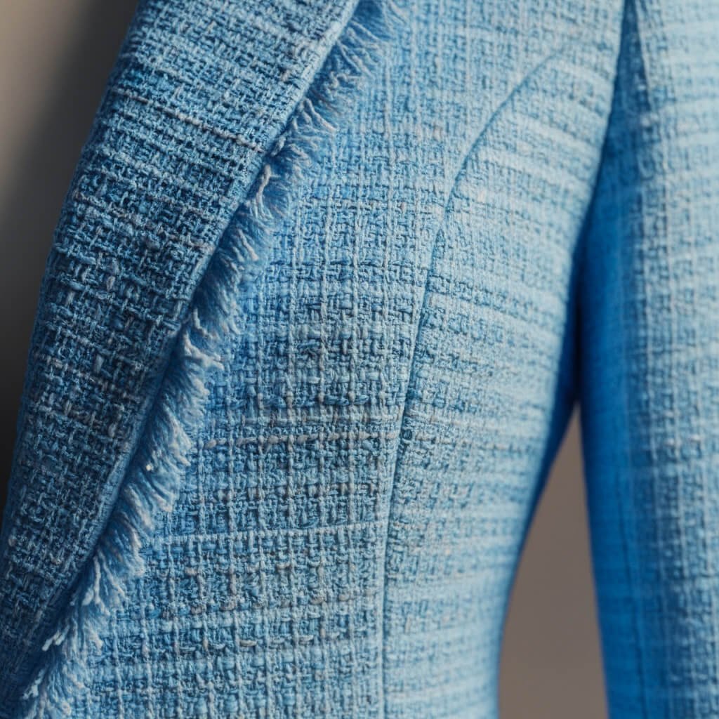 Damen Bouclé-Blazer mit Fransensaum