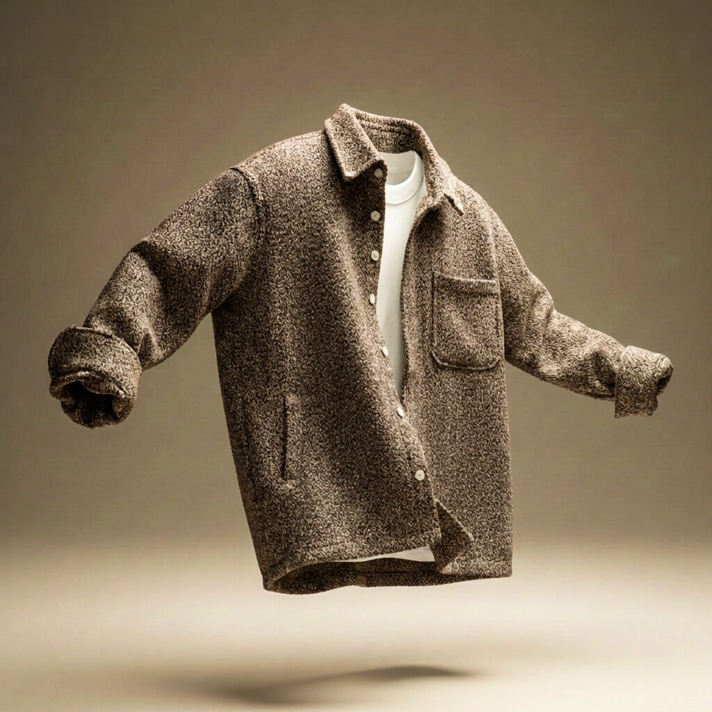 Herren Gemütliche Bouclé-Hemdjacke