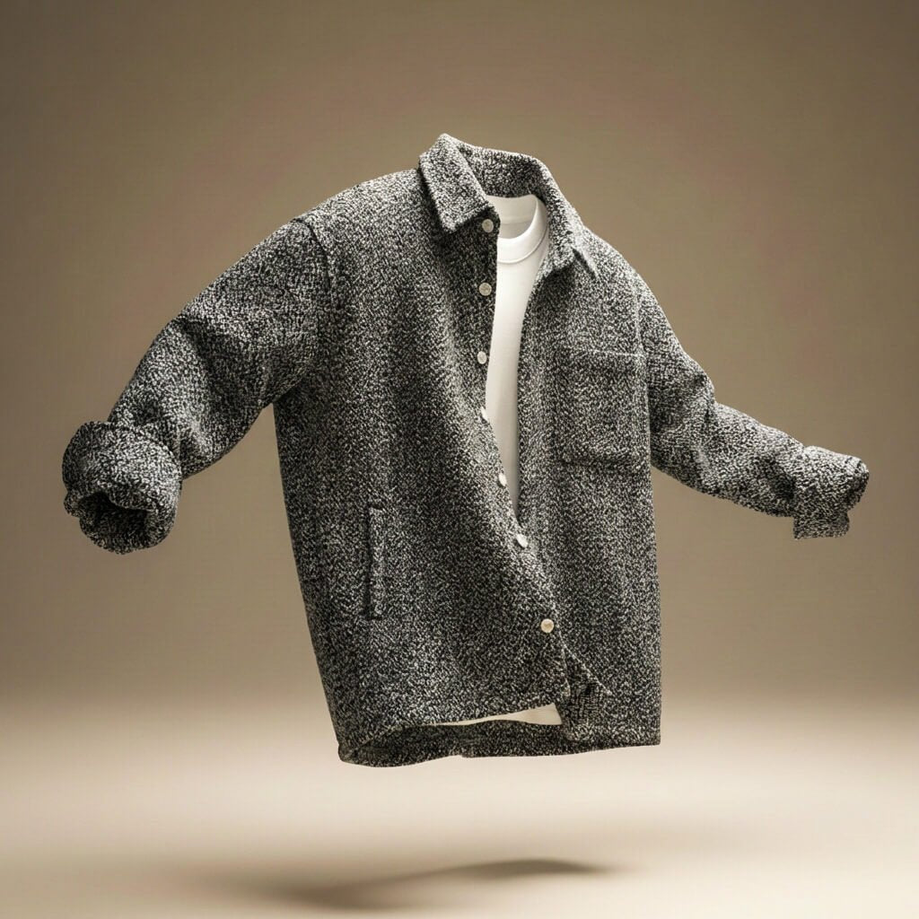 Herren Gemütliche Bouclé-Hemdjacke