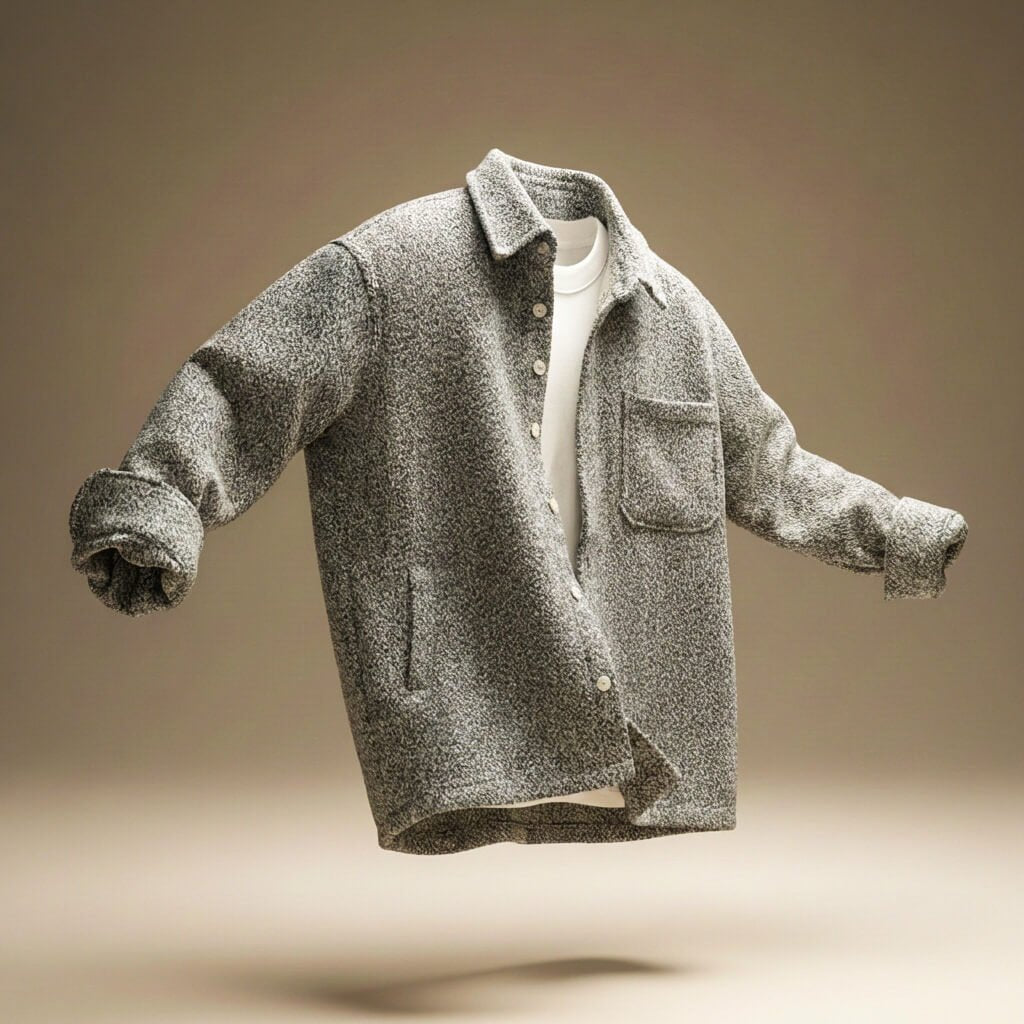 Herren Gemütliche Bouclé-Hemdjacke