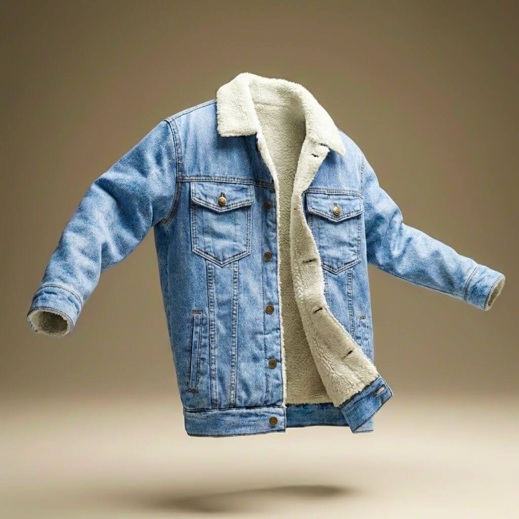 Herren Lässige Denim-Sherpa-Jacke