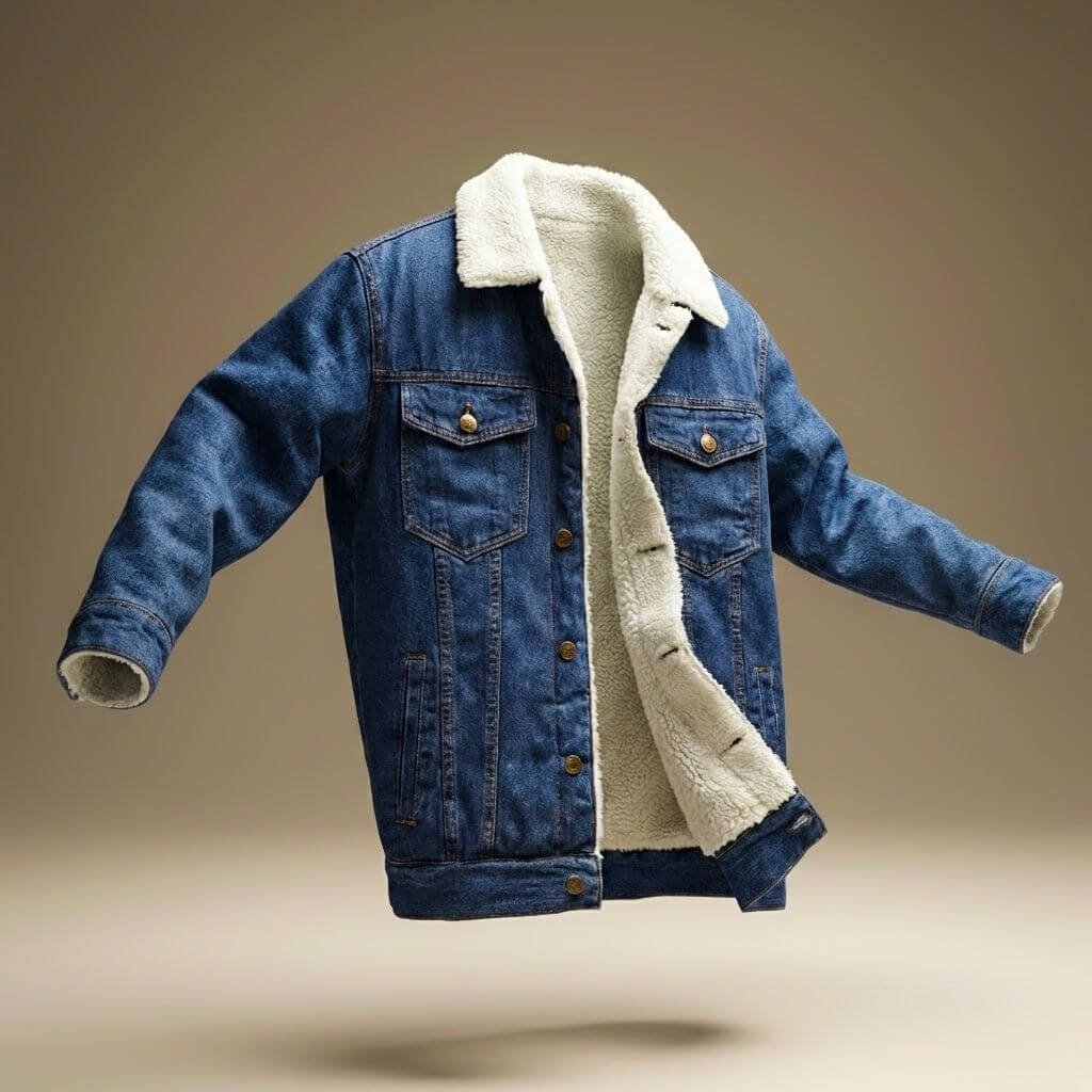 Herren Lässige Denim-Sherpa-Jacke