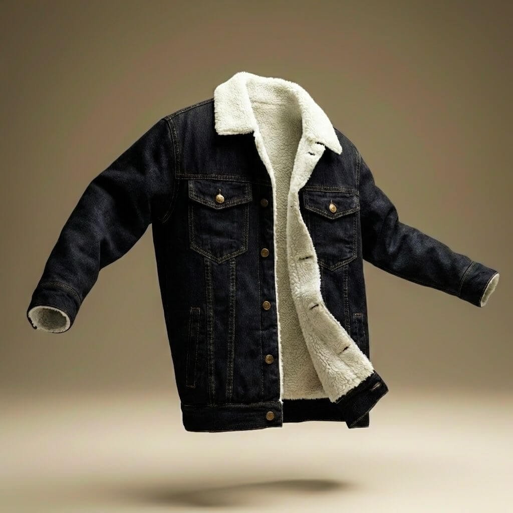 Herren Lässige Denim-Sherpa-Jacke