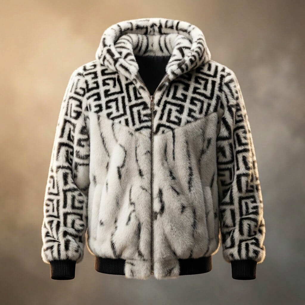 Herren Kunstfell-Bomberjacke mit Kapuze