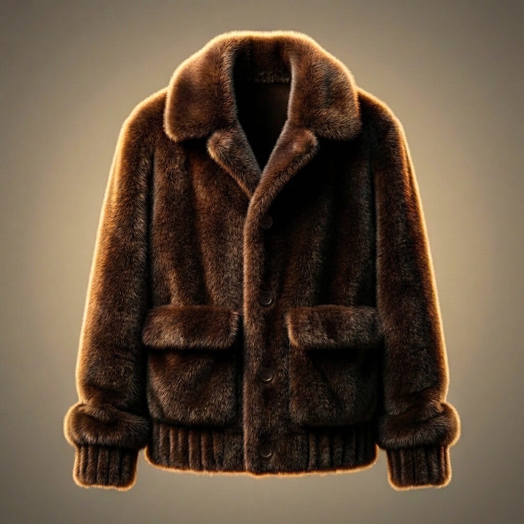Herren Kunstfell-Jacke mit Schalkragen