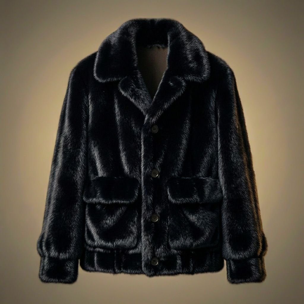 Herren Kunstfell-Jacke mit Schalkragen