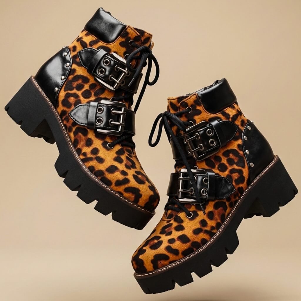 Damen Biker Boots mit Schnallen