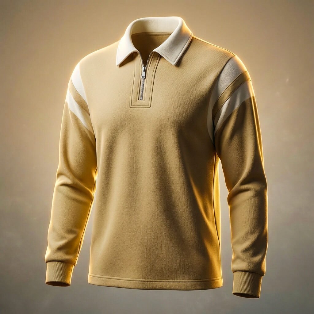 Herren Langarm-Poloshirt mit Kontrastkragen