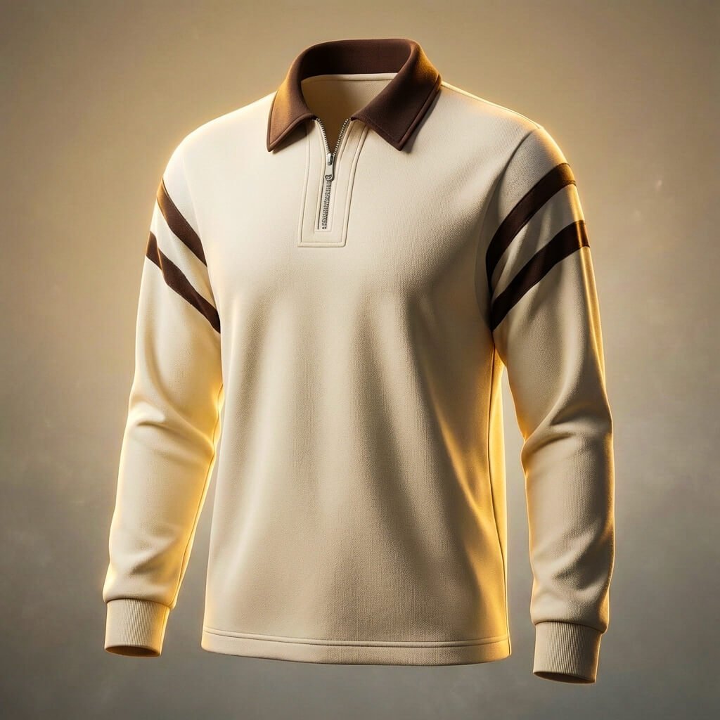 Herren Langarm-Poloshirt mit Kontrastkragen