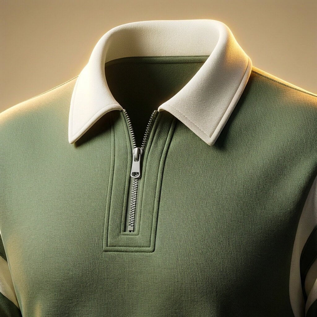 Herren Langarm-Poloshirt mit Kontrastkragen